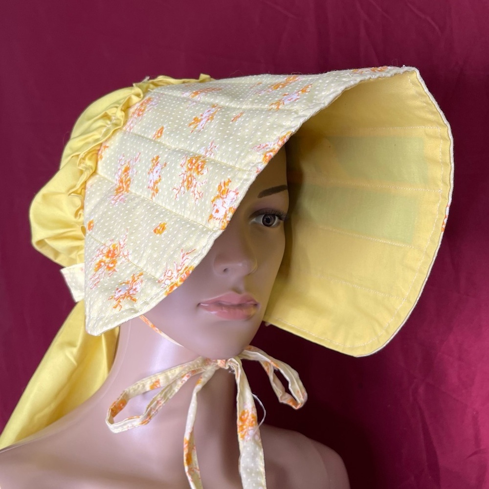 Vintage Handmade Prairie Bonnet OSFM Adult Sun Hat Civil War Reenactment Costume